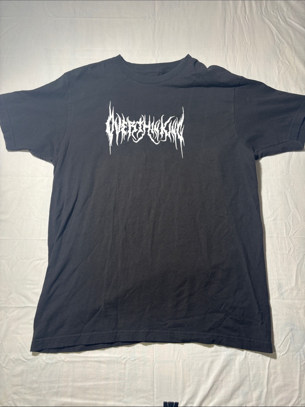 Brand Lab Overthinking Graphic T Shirt Large Black Gothic Metal Y2K Alt Tee